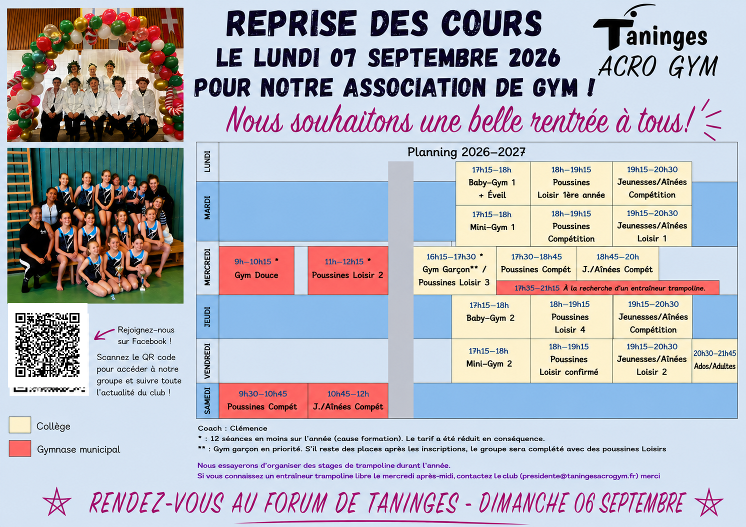 Reprise des cours